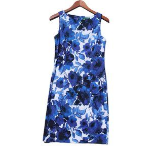 NWOT LAUREN Ralph Lauren Sheath Dress Blue/Purple Floral Stretch Cotton Sz 6